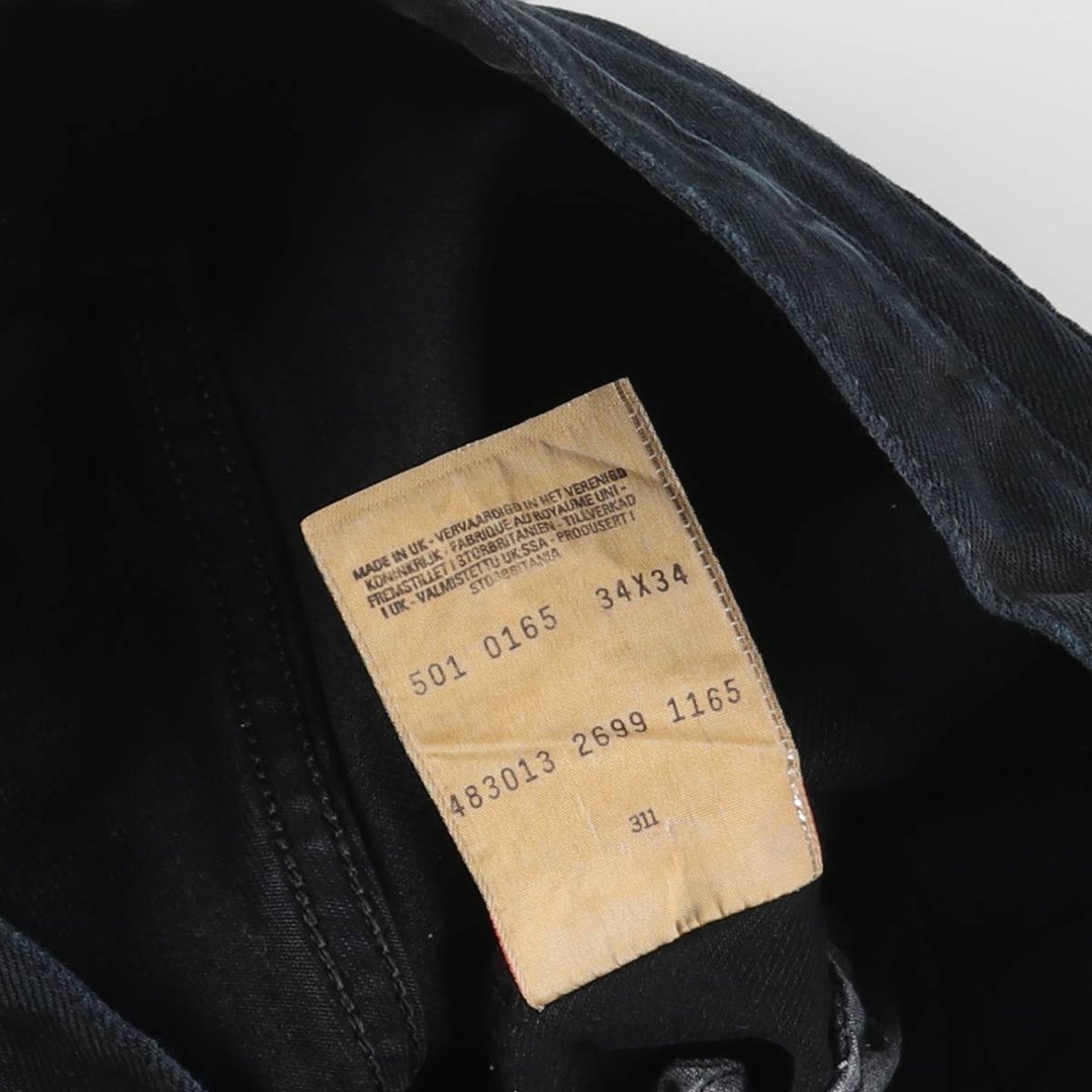 Levi's 501 Euro Model Black Denim Straight Leg Denim Pants, Made in the UK, Men's Size W31 cotton black type Vintage Second Hand