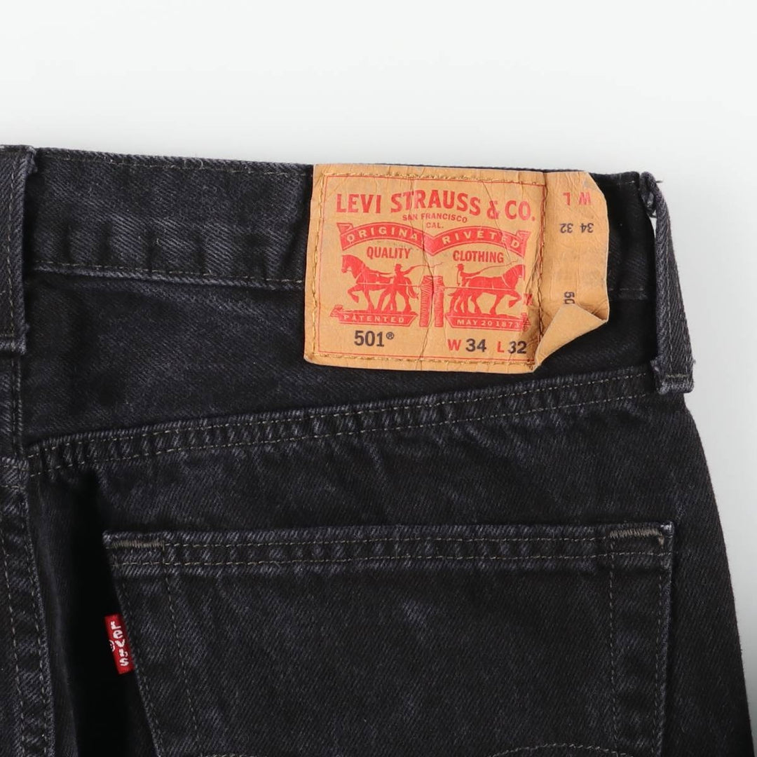 Levi's 501 Black Denim Straight Denim Pants for Men, W34 equivalent cotton black type Vintage Second Hand