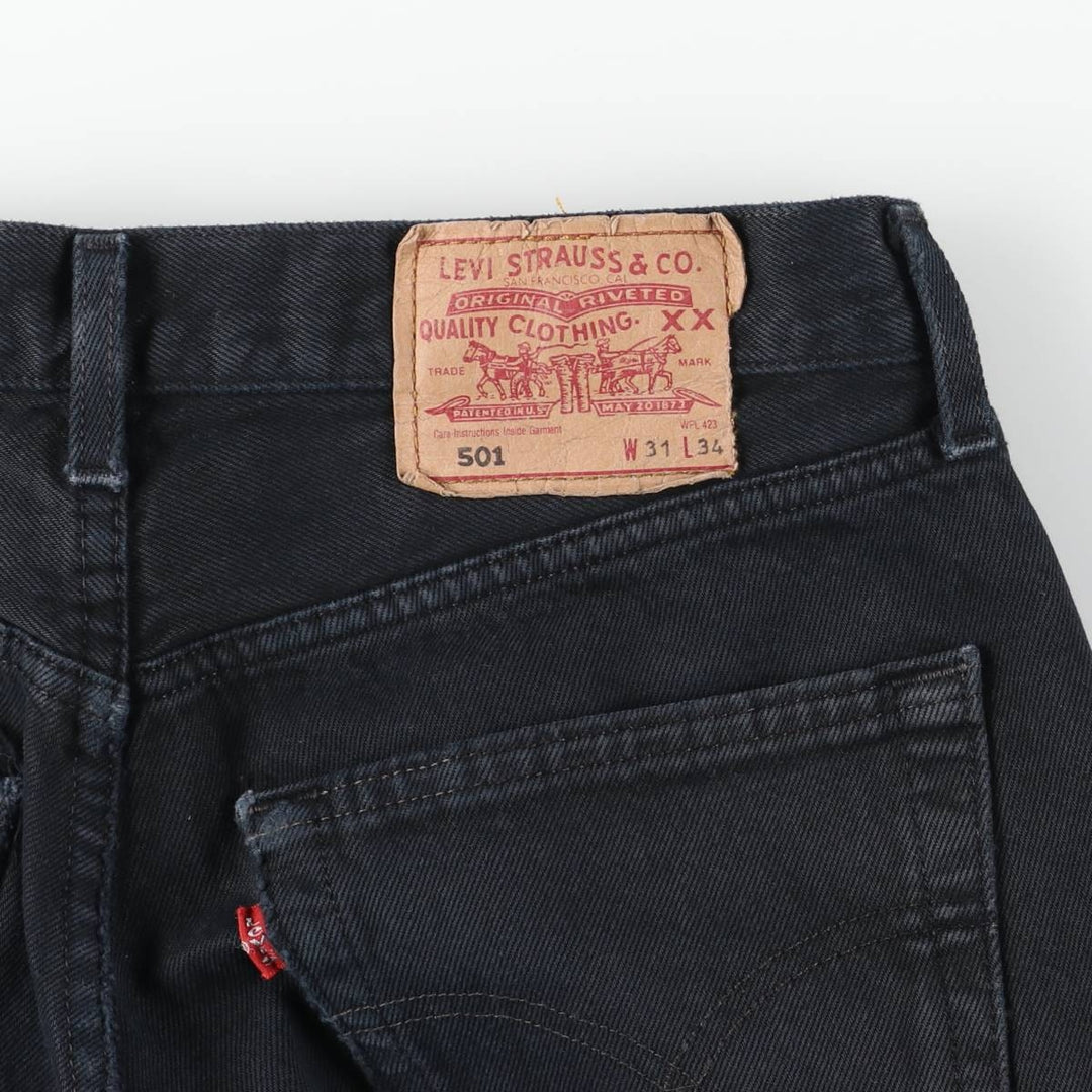 Levi's 501 Euro Model Black Denim Straight Leg Denim Pants, Men's Size W30 cotton black type Vintage Second Hand