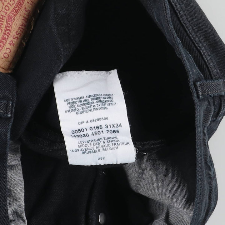 Levi's 501 Euro Model Black Denim Straight Leg Denim Pants, Men's Size W30 cotton black type Vintage Second Hand