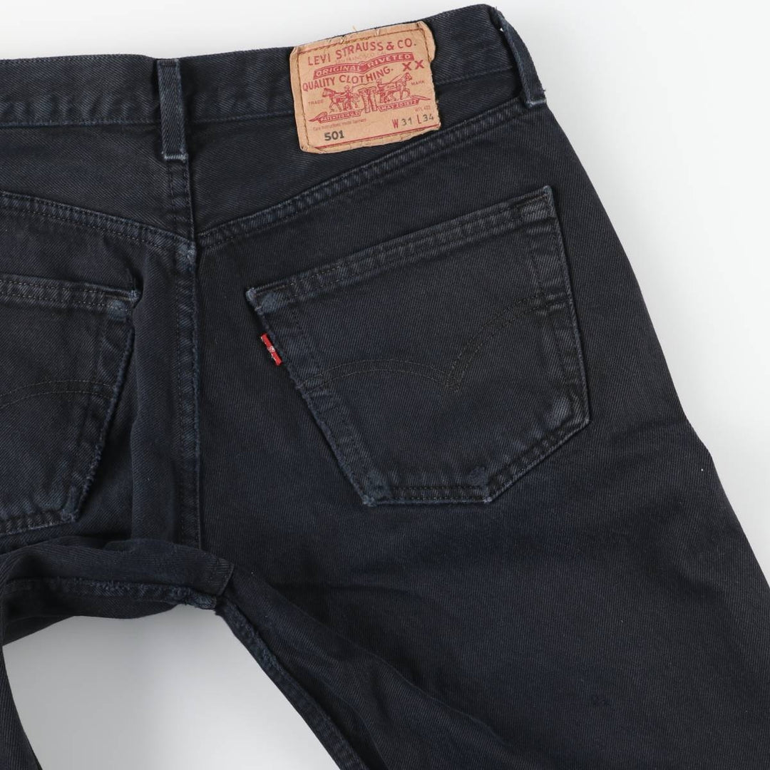 Levi's 501 Euro Model Black Denim Straight Leg Denim Pants, Men's Size W30 cotton black type Vintage Second Hand