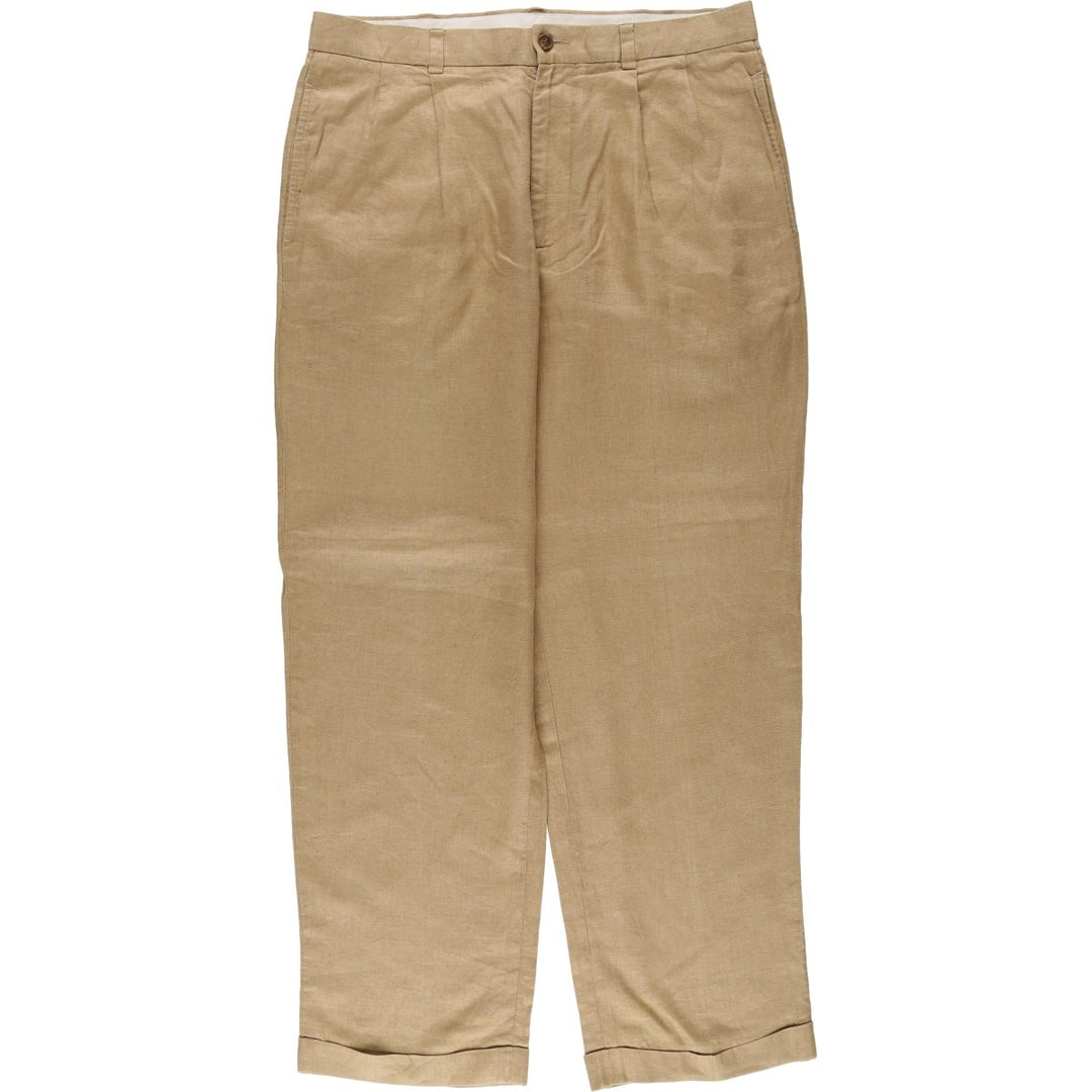 Brooks Brothers 346 Two-pleat Linen Pants, Men's Size 34 (equivalent to W34) linen Beige type Vintage Second Hand