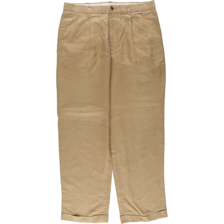 Brooks Brothers 346 Two-pleat Linen Pants, Men's Size 34 (equivalent to W34) linen Beige type Vintage Second Hand