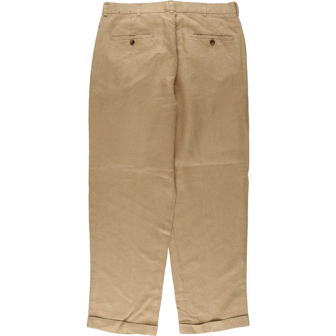 Brooks Brothers 346 Two-pleat Linen Pants, Men's Size 34 (equivalent to W34) linen Beige type Vintage Second Hand