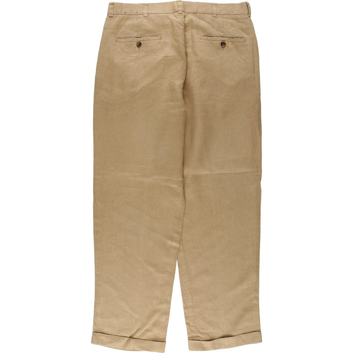 Brooks Brothers 346 Two-pleat Linen Pants, Men's Size 34 (equivalent to W34) linen Beige type Vintage Second Hand