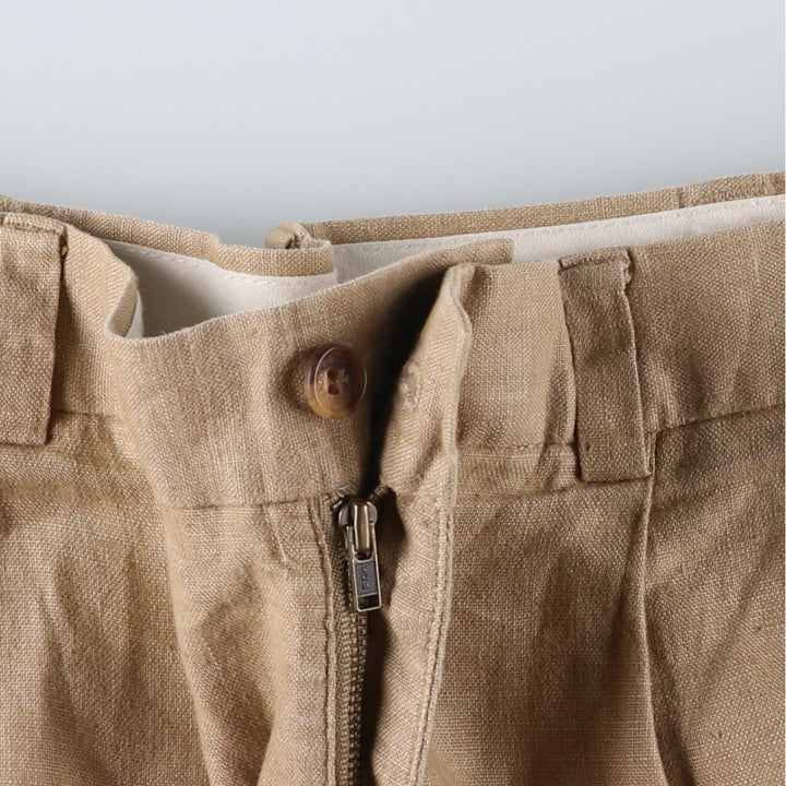 Brooks Brothers 346 Two-pleat Linen Pants, Men's Size 34 (equivalent to W34) linen Beige type Vintage Second Hand