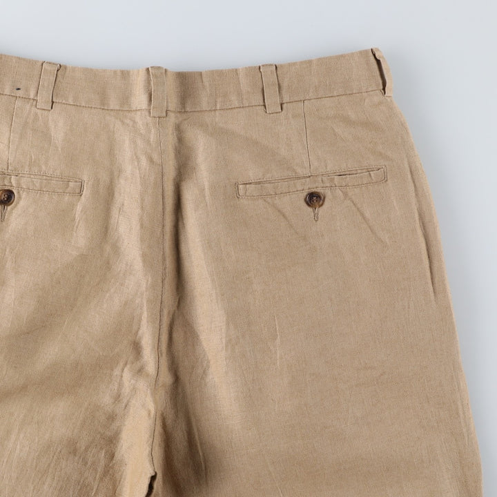 Brooks Brothers 346 Two-pleat Linen Pants, Men's Size 34 (equivalent to W34) linen Beige type Vintage Second Hand