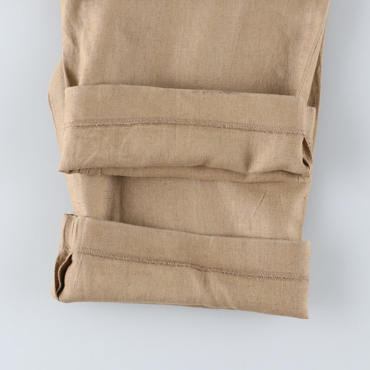 Brooks Brothers 346 Two-pleat Linen Pants, Men's Size 34 (equivalent to W34) linen Beige type Vintage Second Hand