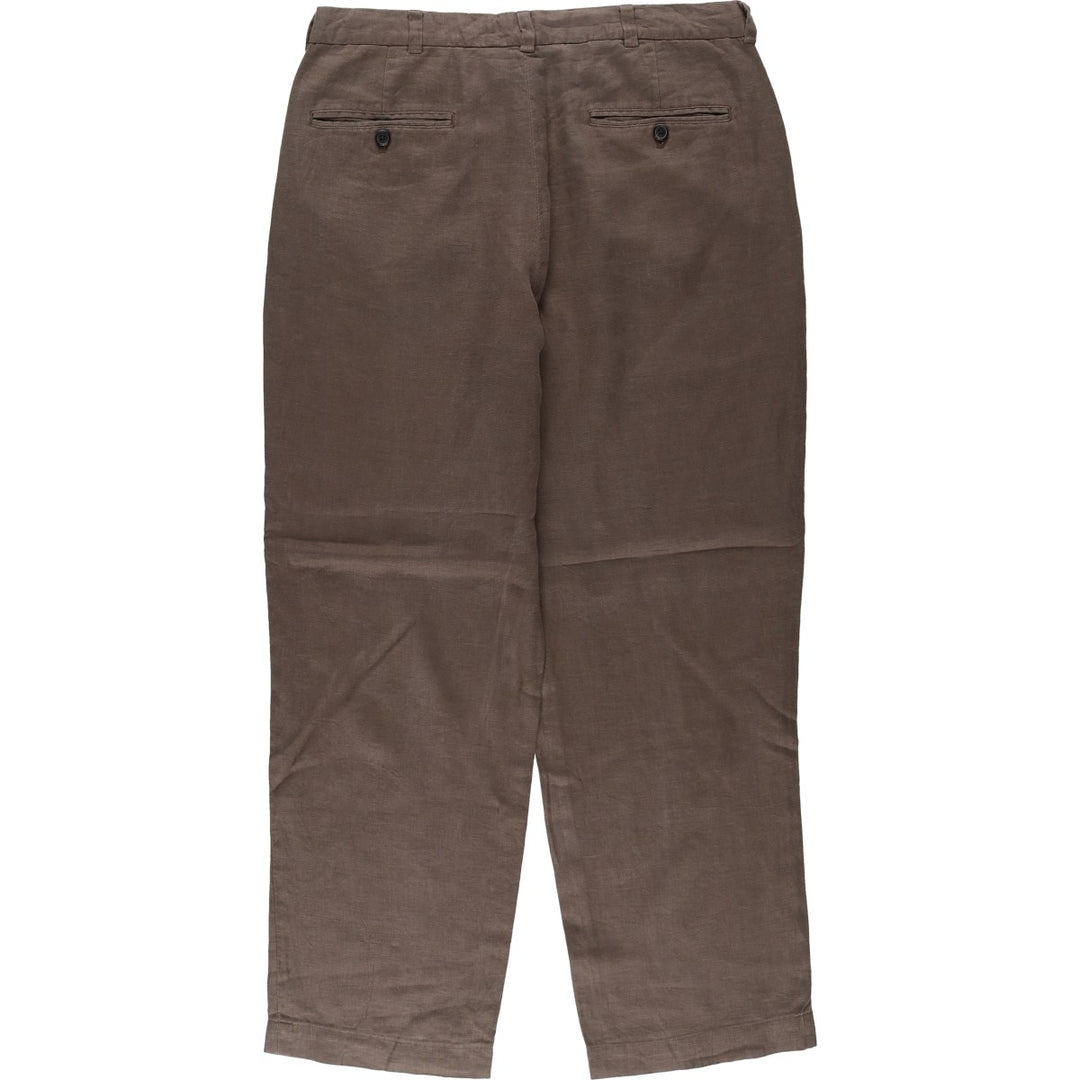 Brooks Brothers 346 Linen Pants, Men's Size 35 (equivalent to a W35) linen brown type Vintage Second Hand