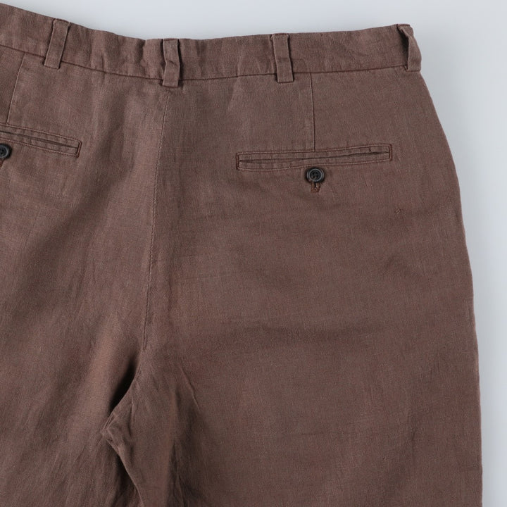 Brooks Brothers 346 Linen Pants, Men's Size 35 (equivalent to a W35) linen brown type Vintage Second Hand