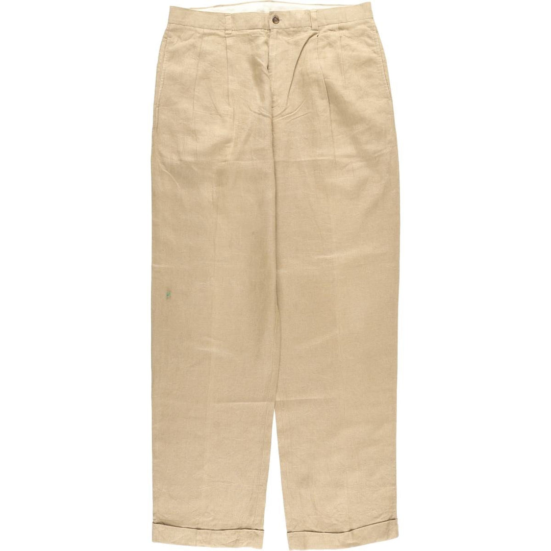Brooks Brothers 346 Two-pleat Linen Pants Slacks Men's W35 equivalent linen Beige type Vintage Second Hand