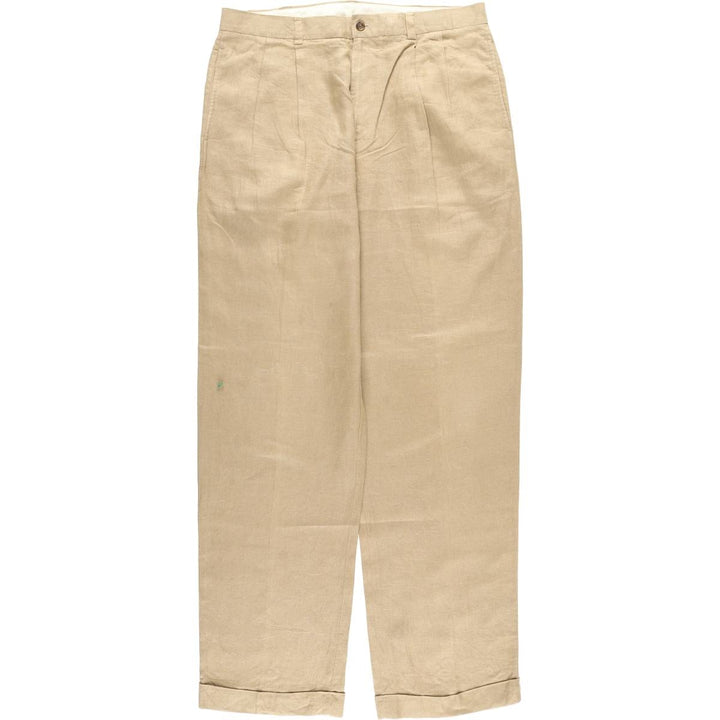 Brooks Brothers 346 Two-pleat Linen Pants Slacks Men's W35 equivalent linen Beige type Vintage Second Hand
