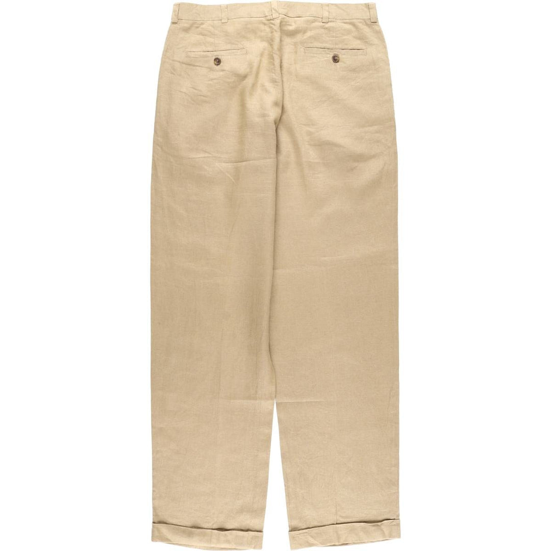 Brooks Brothers 346 Two-pleat Linen Pants Slacks Men's W35 equivalent linen Beige type Vintage Second Hand