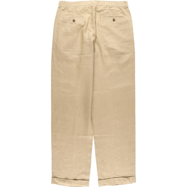 Brooks Brothers 346 Two-pleat Linen Pants Slacks Men's W35 equivalent linen Beige type Vintage Second Hand