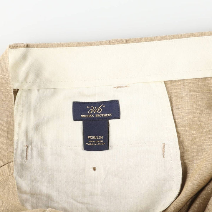 Brooks Brothers 346 Two-pleat Linen Pants Slacks Men's W35 equivalent linen Beige type Vintage Second Hand