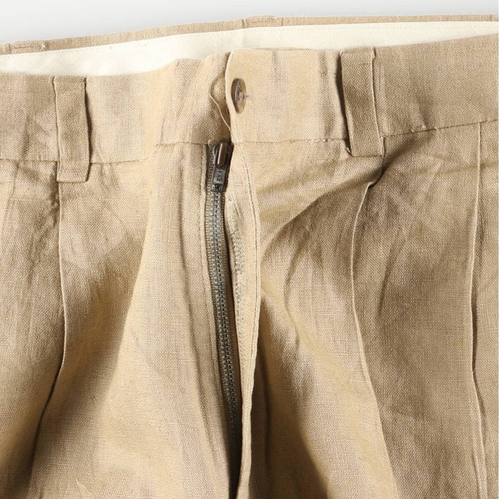 Brooks Brothers 346 Two-pleat Linen Pants Slacks Men's W35 equivalent linen Beige type Vintage Second Hand