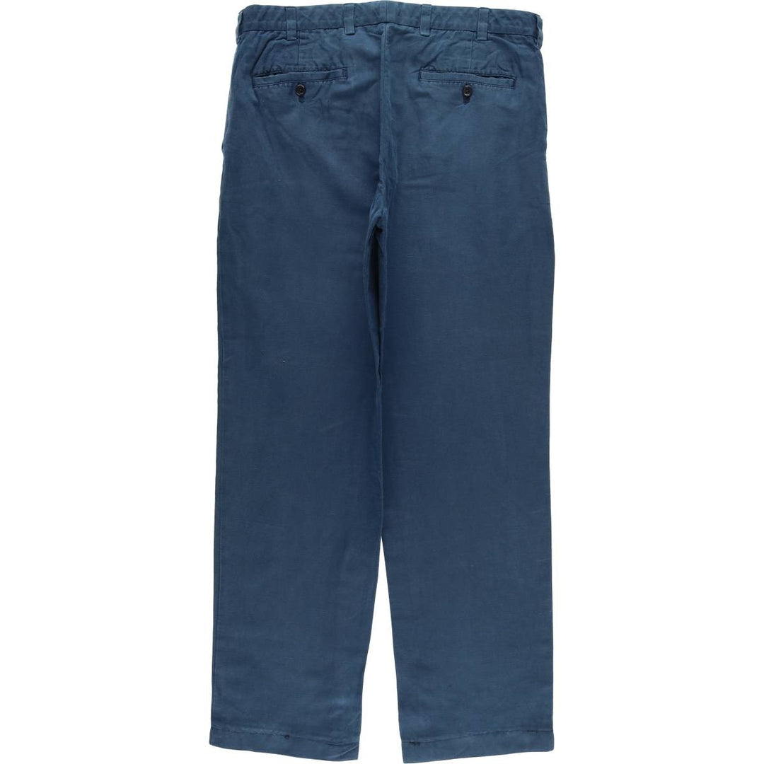 Brooks Brothers Clark Fit Linen Pants, Men's Size 35 linen navy blue type Vintage Second Hand