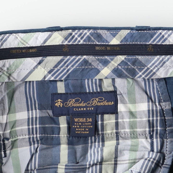Brooks Brothers Clark Fit Linen Pants, Men's Size 35 linen navy blue type Vintage Second Hand