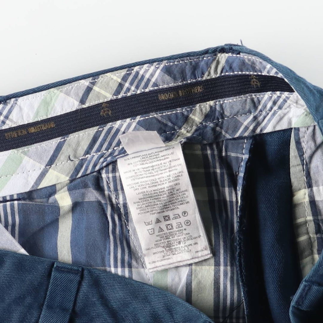 Brooks Brothers Clark Fit Linen Pants, Men's Size 35 linen navy blue type Vintage Second Hand