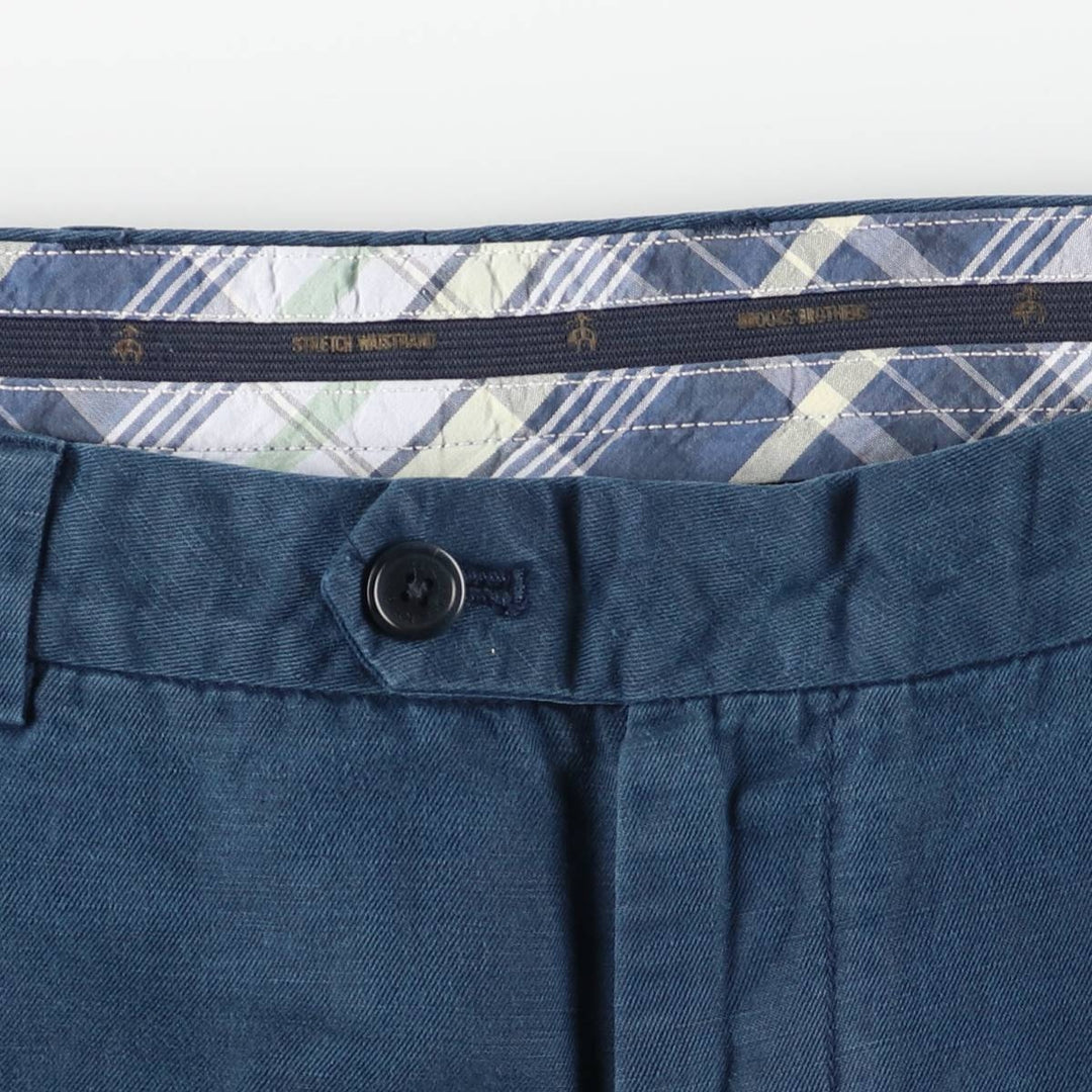 Brooks Brothers Clark Fit Linen Pants, Men's Size 35 linen navy blue type Vintage Second Hand