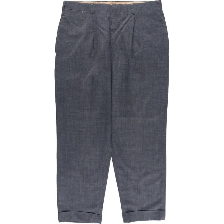 Vintage 50s-60'S Men's One-Tuck Slacks, Size W34 unclear gray type Vintage Second Hand