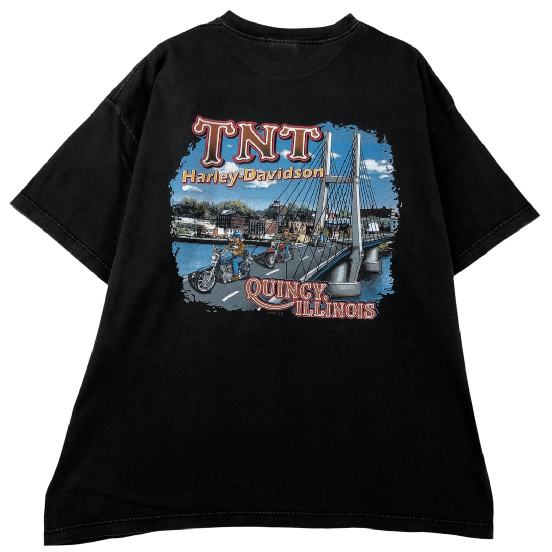 2000'S Harley-Davidson Eagle Pattern Stars and Stripes Motorcycle T-Shirt, Made in USA, Men's XXL cotton black type Vintage Second Hand