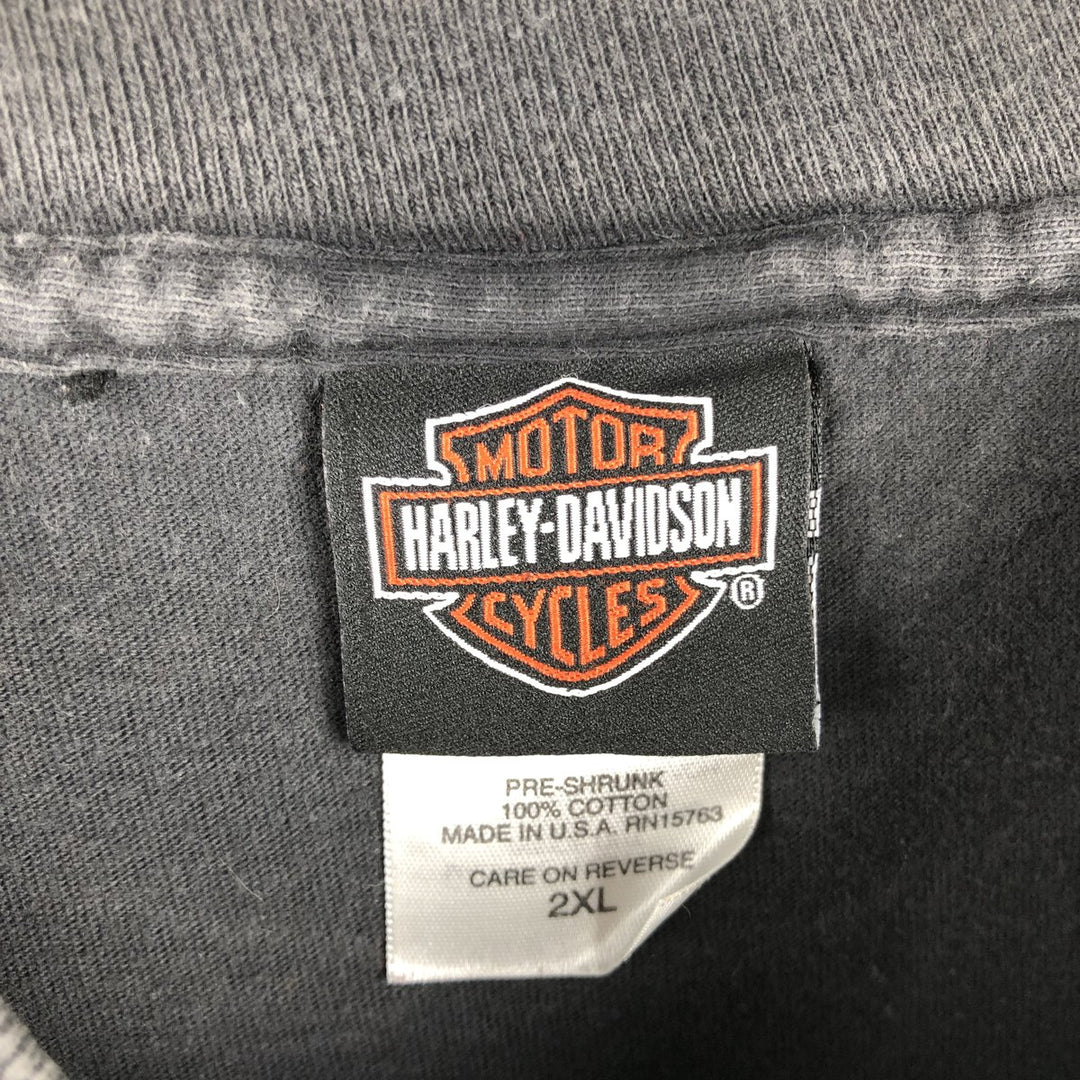2000'S Harley-Davidson Eagle Pattern Stars and Stripes Motorcycle T-Shirt, Made in USA, Men's XXL cotton black type Vintage Second Hand