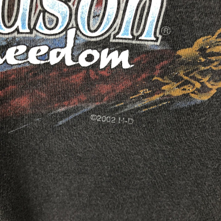 2000'S Harley-Davidson Eagle Pattern Stars and Stripes Motorcycle T-Shirt, Made in USA, Men's XXL cotton black type Vintage Second Hand
