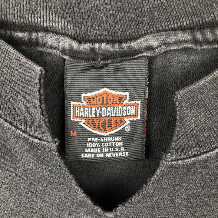 90'S Harley-Davidson V-neck cut-off motorcycle bike T-shirt, Made in USA, Men's size M cotton black type Vintage Second Hand