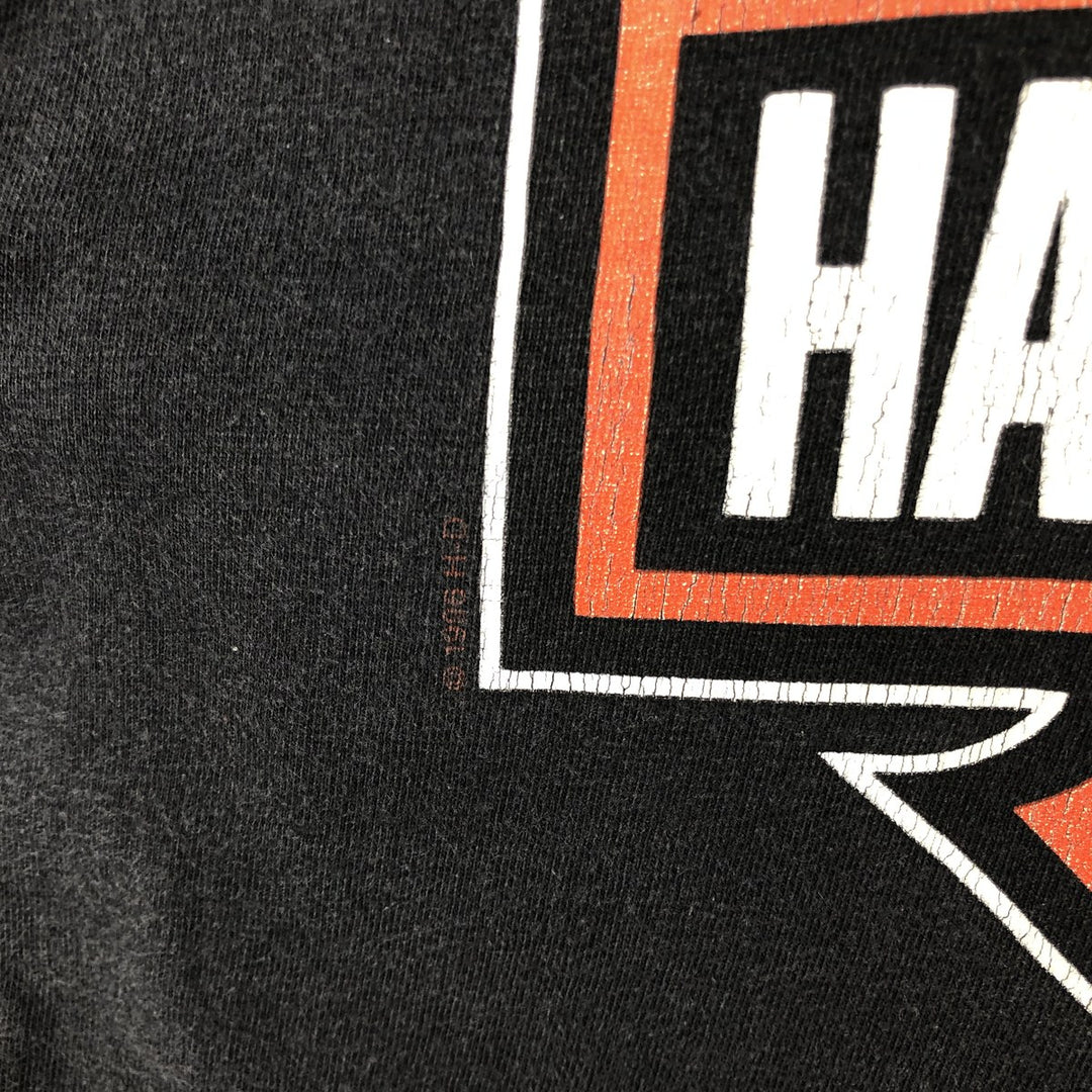 90'S Harley-Davidson V-neck cut-off motorcycle bike T-shirt, Made in USA, Men's size M cotton black type Vintage Second Hand