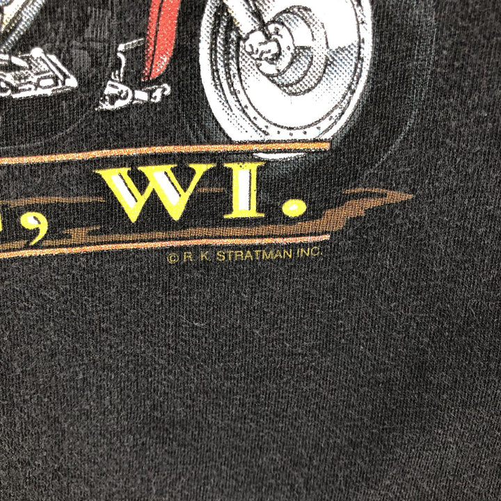 90'S Harley-Davidson V-neck cut-off motorcycle bike T-shirt, Made in USA, Men's size M cotton black type Vintage Second Hand