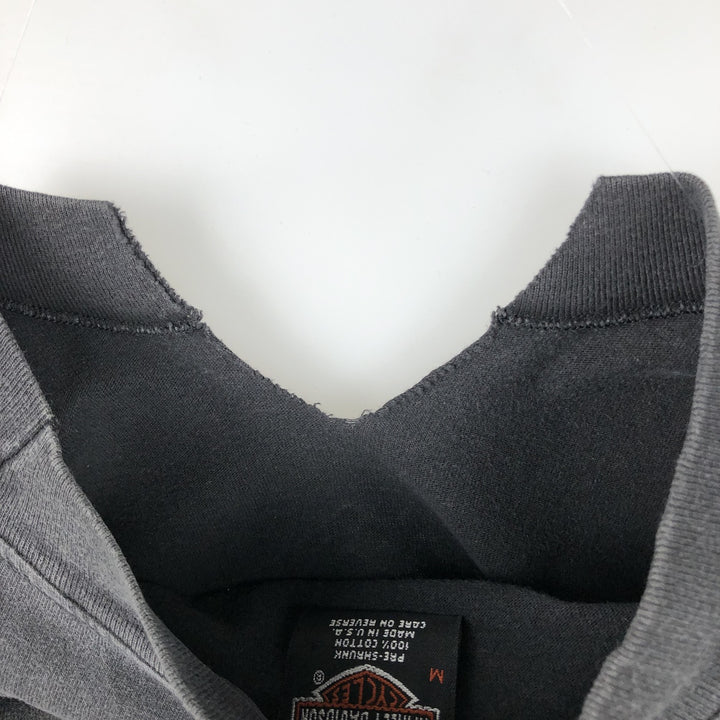 90'S Harley-Davidson V-neck cut-off motorcycle bike T-shirt, Made in USA, Men's size M cotton black type Vintage Second Hand