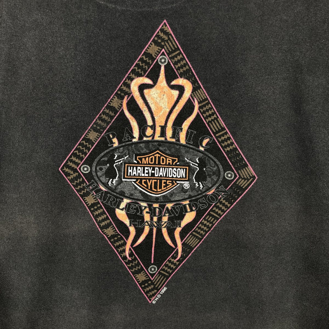 90'S Harley-Davidson Motorcycle Bike T-Shirt, Made in USA, Men's Size XL cotton Charcoal Vintage Second Hand