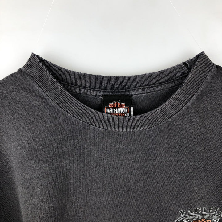 90'S Harley-Davidson Motorcycle Bike T-Shirt, Made in USA, Men's Size XL cotton Charcoal Vintage Second Hand