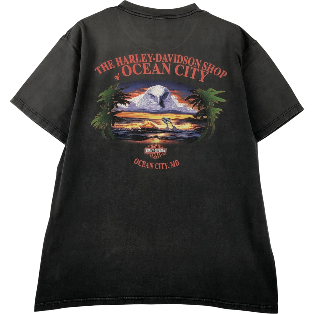 Harley-Davidson Motorcycle Bike T-shirt Made in USA Men's L size cotton Charcoal Vintage Second Hand