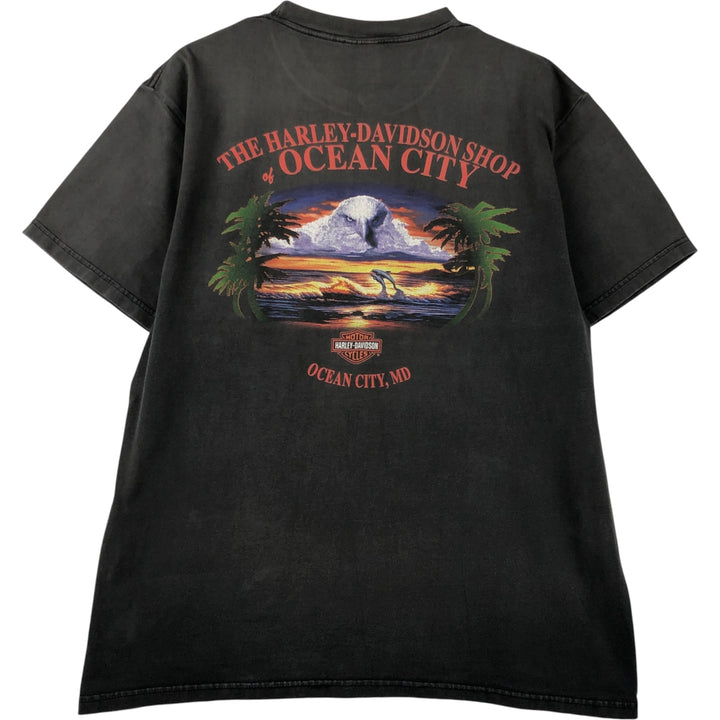 Harley-Davidson Motorcycle Bike T-shirt Made in USA Men's L size cotton Charcoal Vintage Second Hand