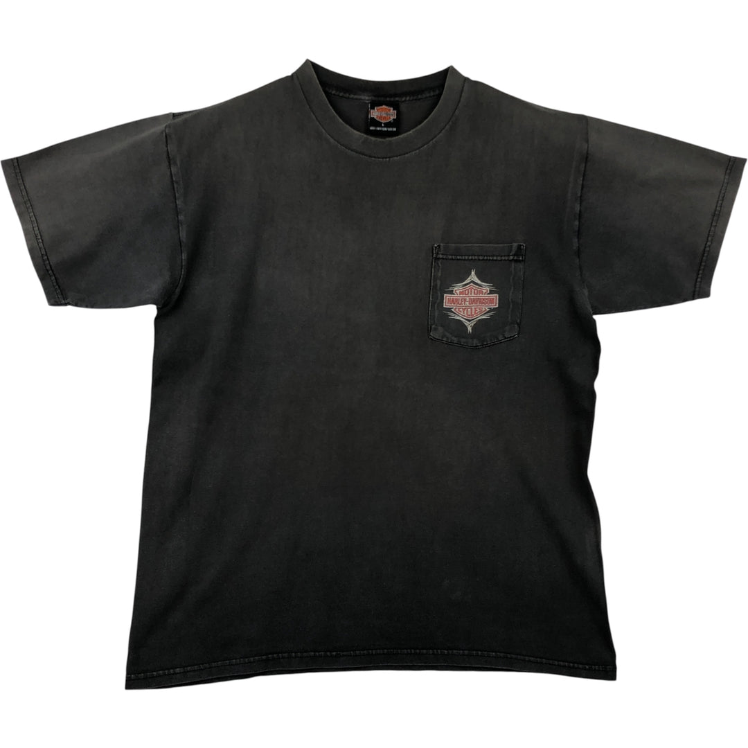 Harley-Davidson Motorcycle Bike T-shirt Made in USA Men's L size cotton Charcoal Vintage Second Hand