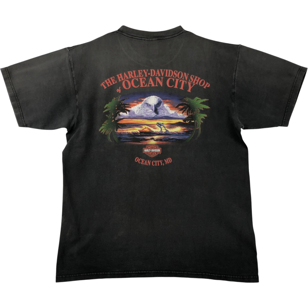 Harley-Davidson Motorcycle Bike T-shirt Made in USA Men's L size cotton Charcoal Vintage Second Hand