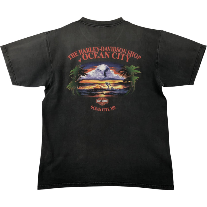 Harley-Davidson Motorcycle Bike T-shirt Made in USA Men's L size cotton Charcoal Vintage Second Hand