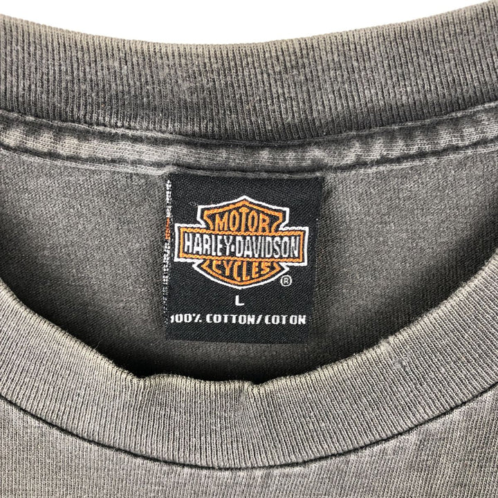 Harley-Davidson Motorcycle Bike T-shirt Made in USA Men's L size cotton Charcoal Vintage Second Hand