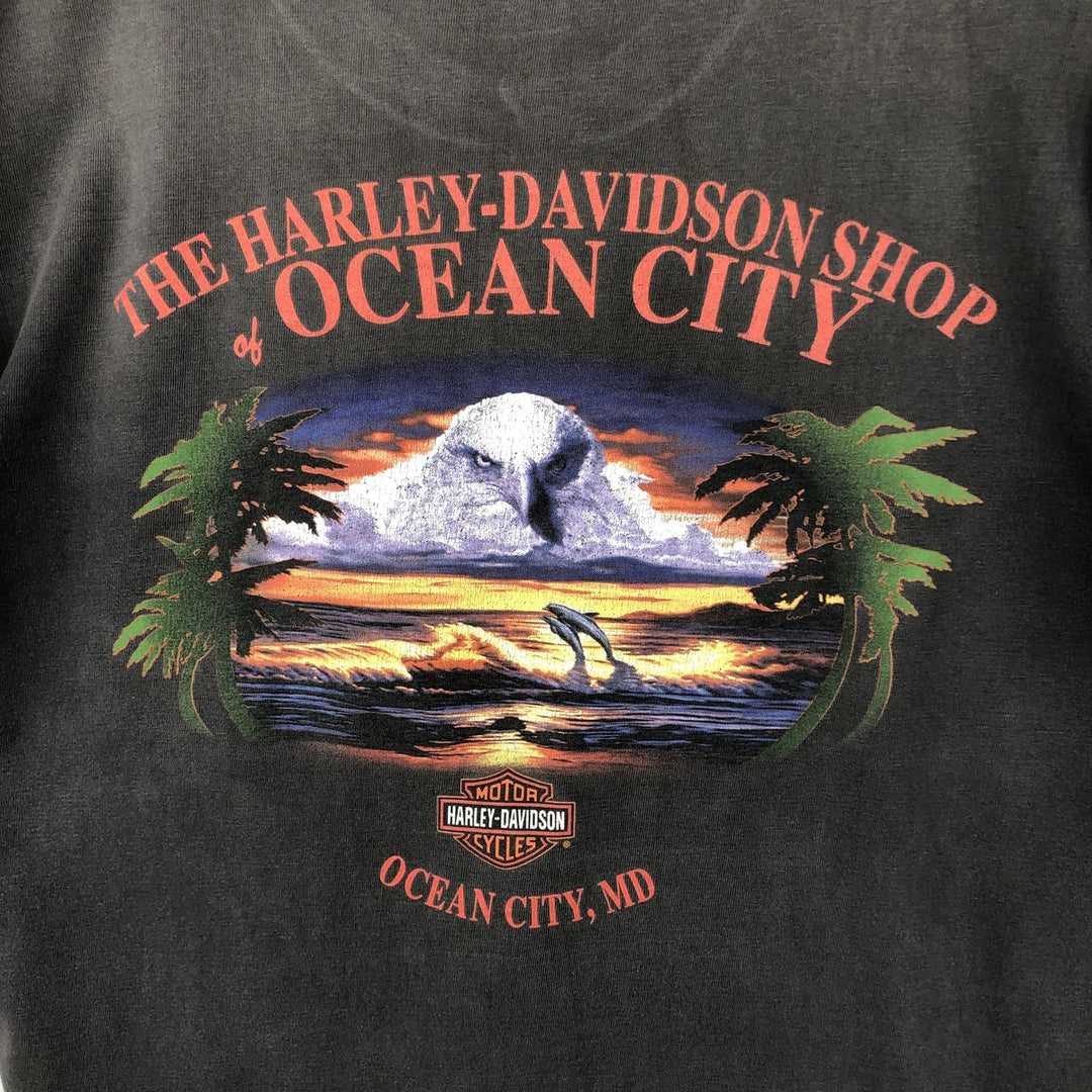 Harley-Davidson Motorcycle Bike T-shirt Made in USA Men's L size cotton Charcoal Vintage Second Hand