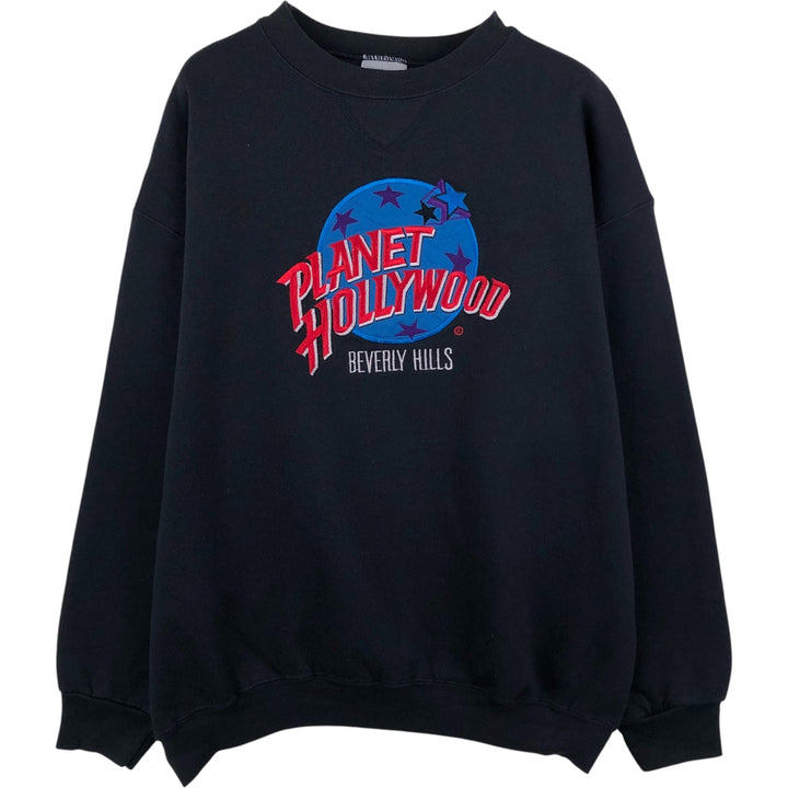 90'S Planet Hollywood Advertising Sweatshirt, Made in USA, Men's XL, Vintage cotton black type Vintage Second Hand