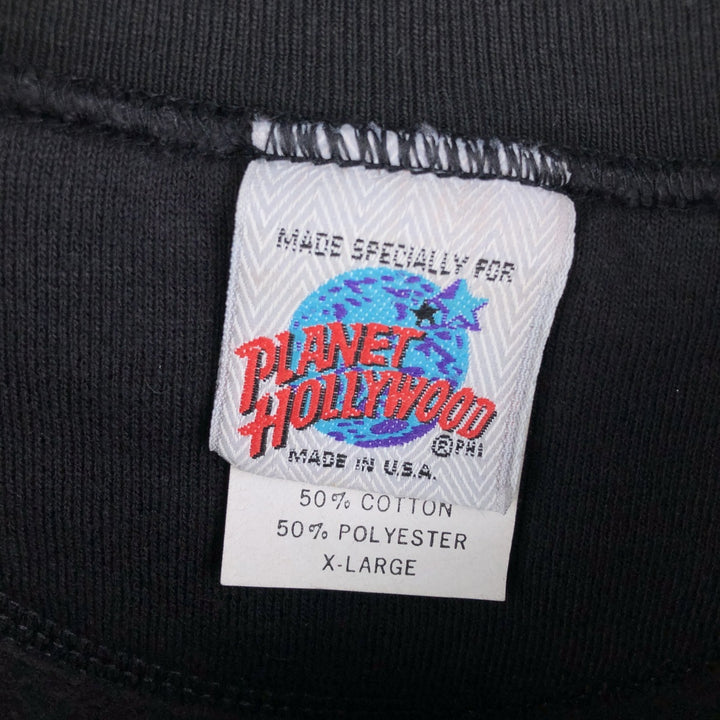 90'S Planet Hollywood Advertising Sweatshirt, Made in USA, Men's XL, Vintage cotton black type Vintage Second Hand