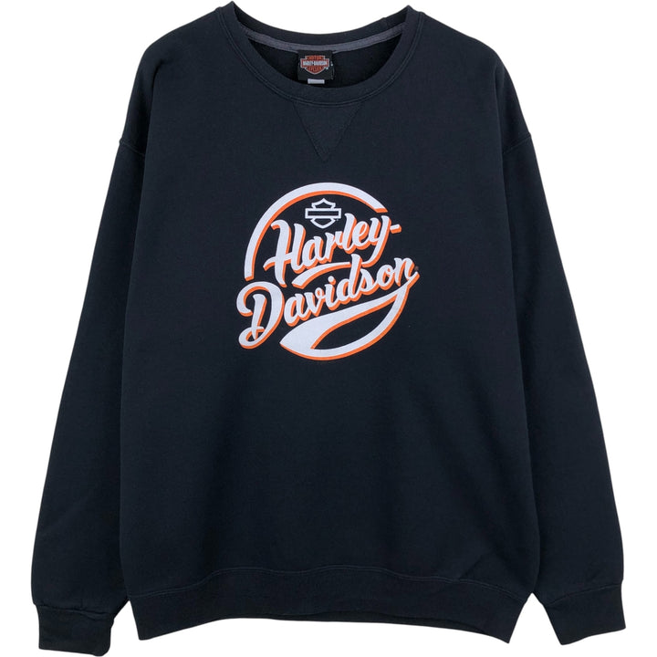 Harley-Davidson Skull Pattern Advertising Sweatshirt, Men's Size L cotton black type Vintage Second Hand