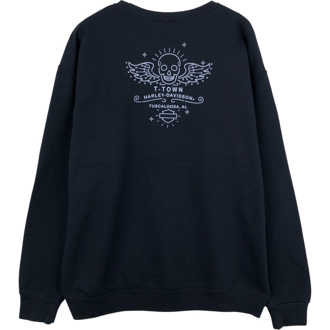 Harley-Davidson Skull Pattern Advertising Sweatshirt, Men's Size L cotton black type Vintage Second Hand