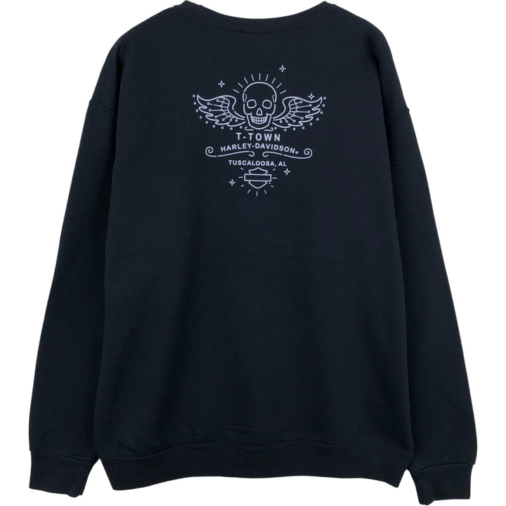 Harley-Davidson Skull Pattern Advertising Sweatshirt, Men's Size L cotton black type Vintage Second Hand