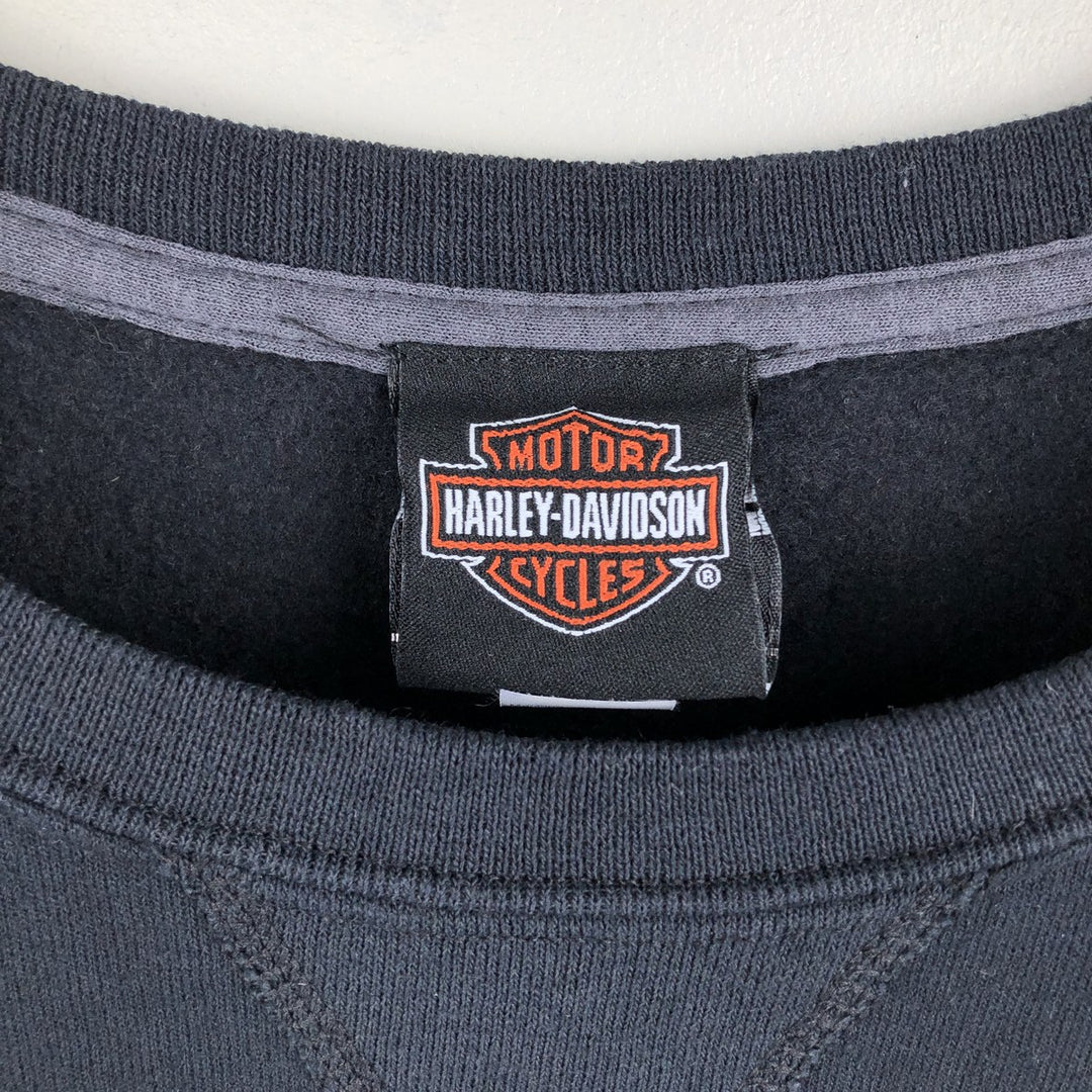 Harley-Davidson Skull Pattern Advertising Sweatshirt, Men's Size L cotton black type Vintage Second Hand