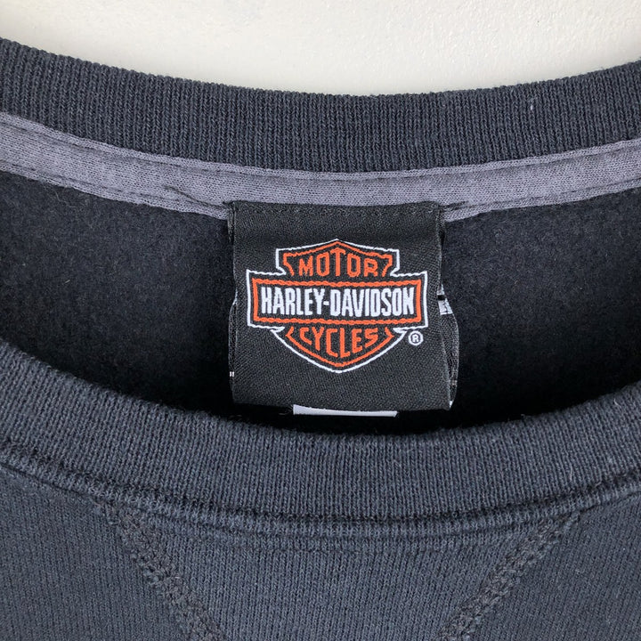 Harley-Davidson Skull Pattern Advertising Sweatshirt, Men's Size L cotton black type Vintage Second Hand