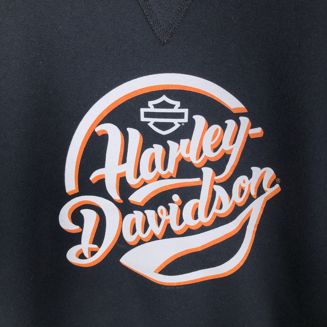 Harley-Davidson Skull Pattern Advertising Sweatshirt, Men's Size L cotton black type Vintage Second Hand