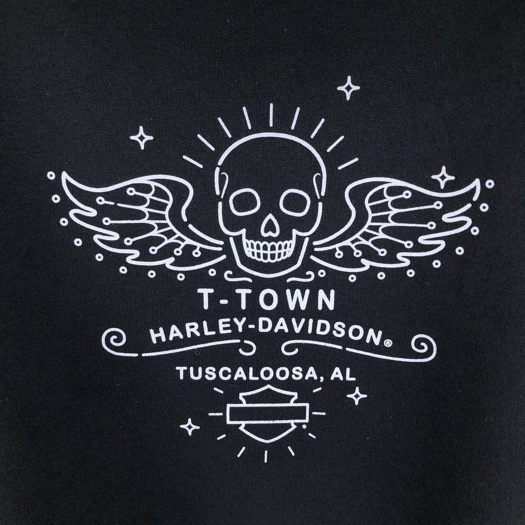 Harley-Davidson Skull Pattern Advertising Sweatshirt, Men's Size L cotton black type Vintage Second Hand